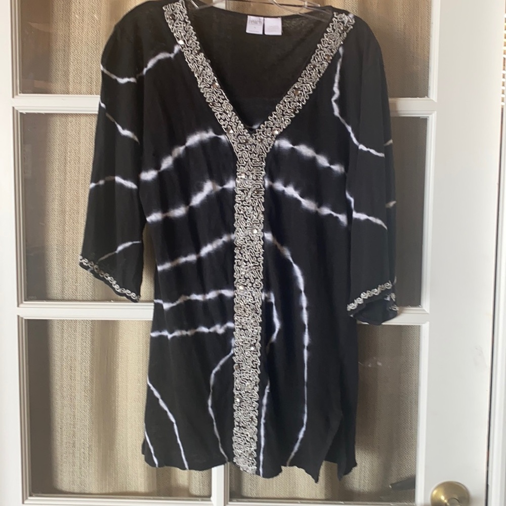 Inc Beach Tie Dye Cover- Up Tunic/ Linen M